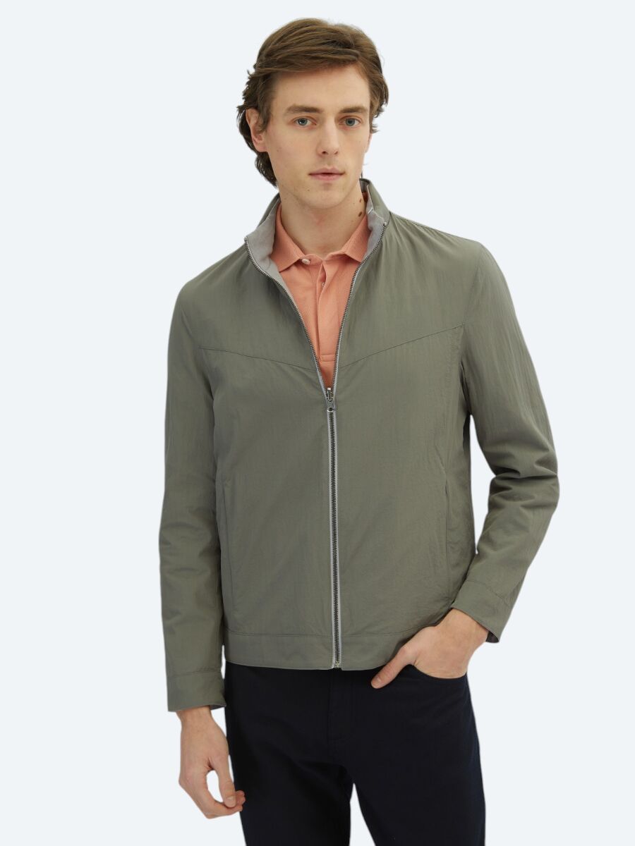 Grey Regular Fit Hidden Hood Casual Weaving Double-Sided Coat - 2