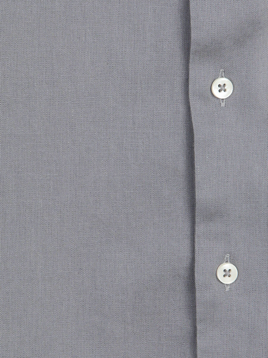 Grey Regular Fit Long Weaving Casual Cotton Blended Shirt - 10