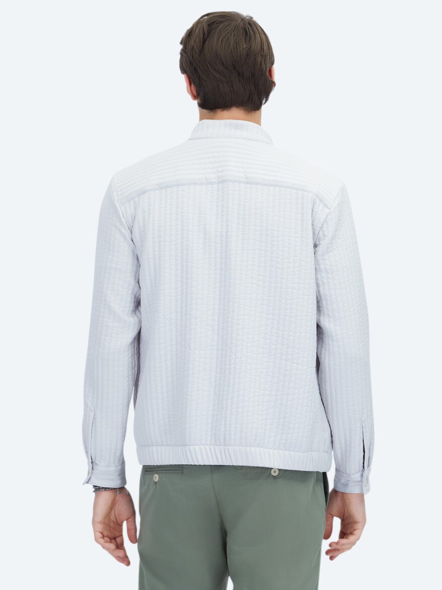 Grey Regular Fit Turtleneck Casual Weaving Coat - 7