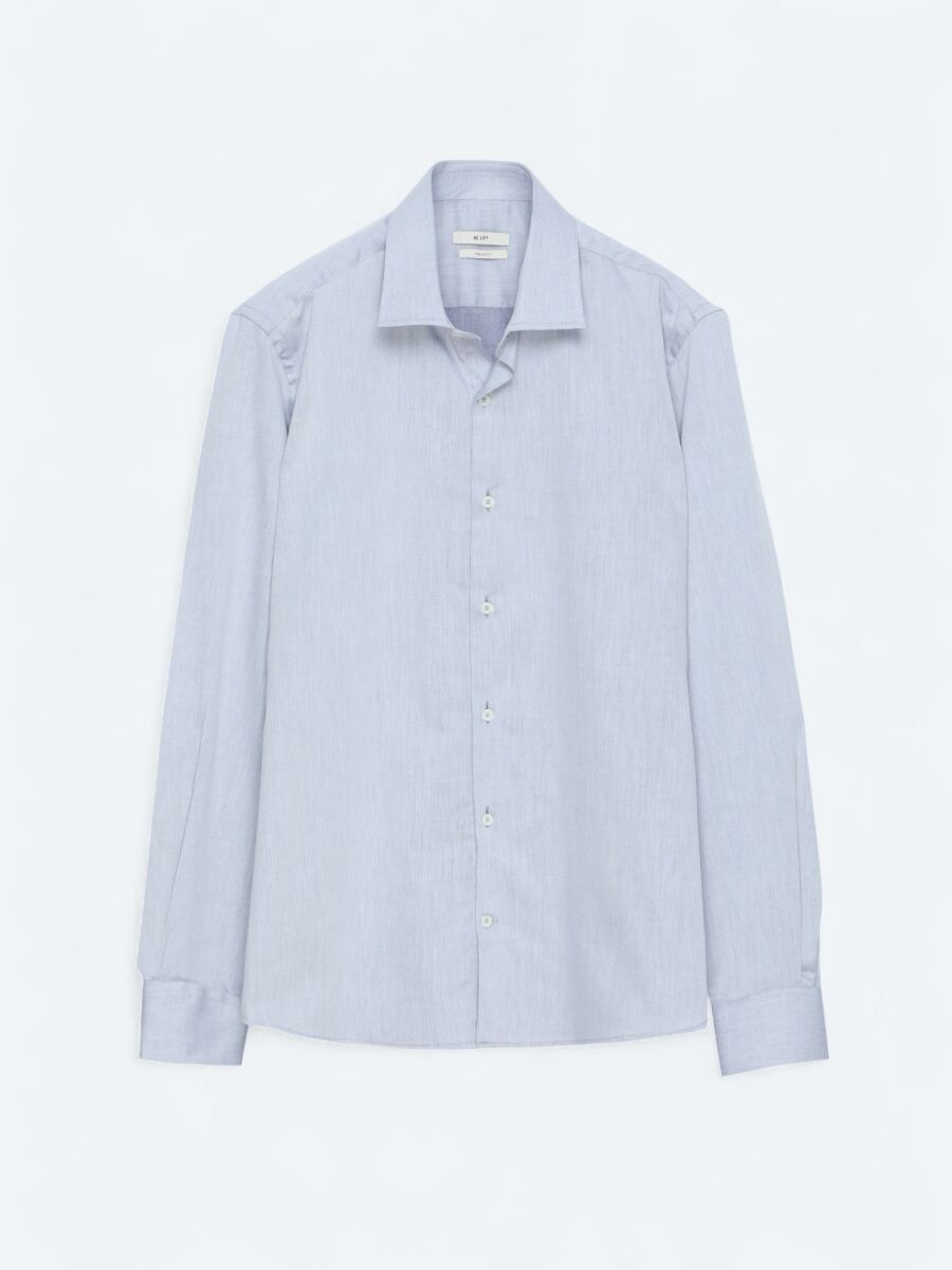 Grey Regular Fit Weaving Classical Cotton Blended Shirt - 5