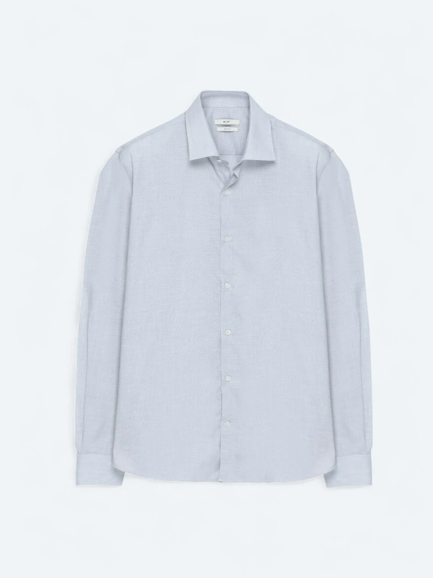 Grey Regular Fit Weaving Classical Cotton Blended Shirt 