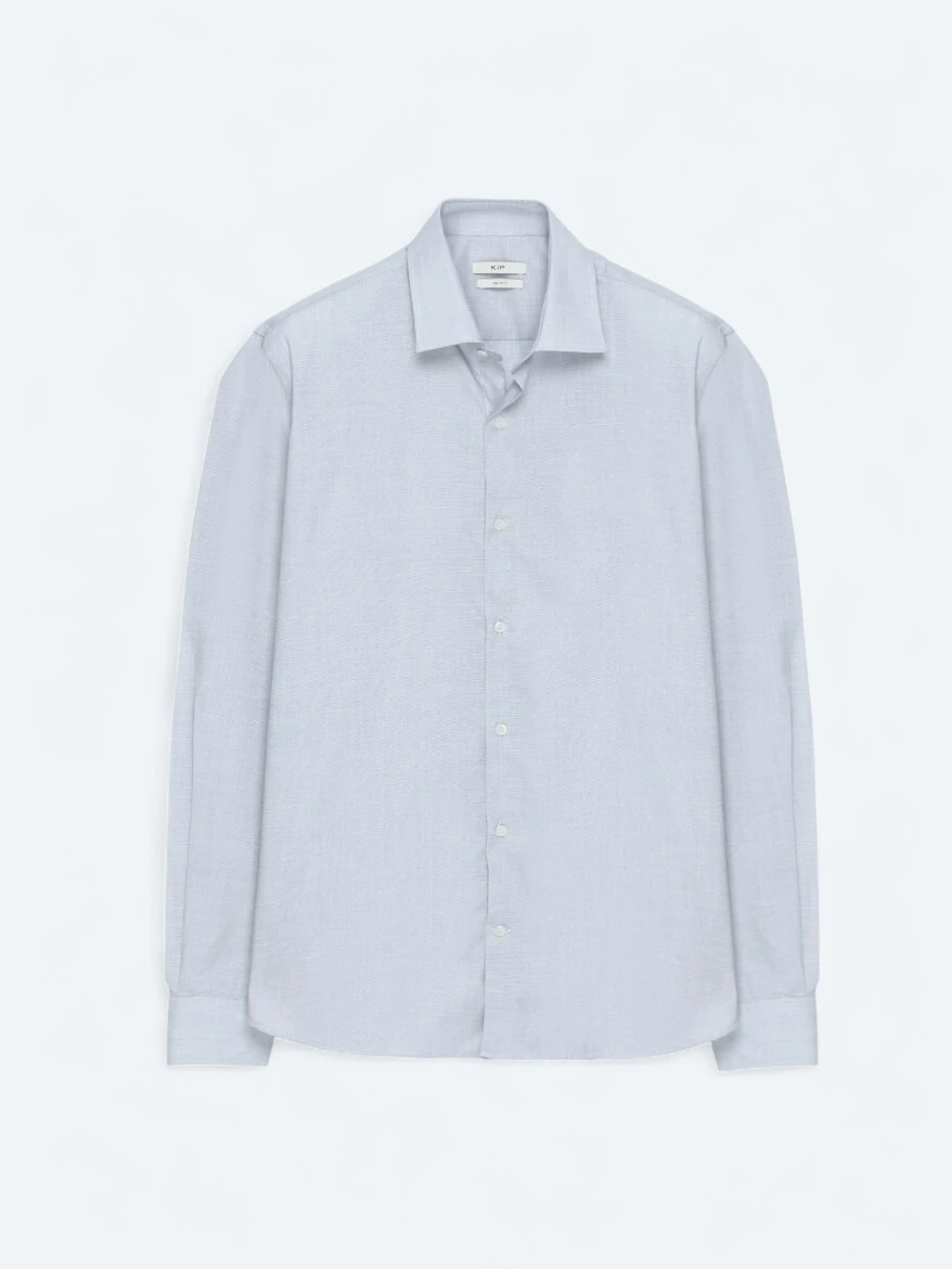 Grey Regular Fit Weaving Classical Cotton Blended Shirt - 5