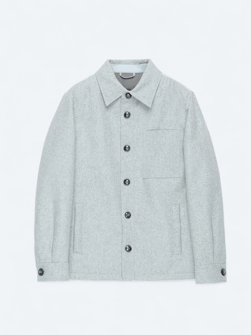 Grey Regular Fit Wool Blended Blazer - 8