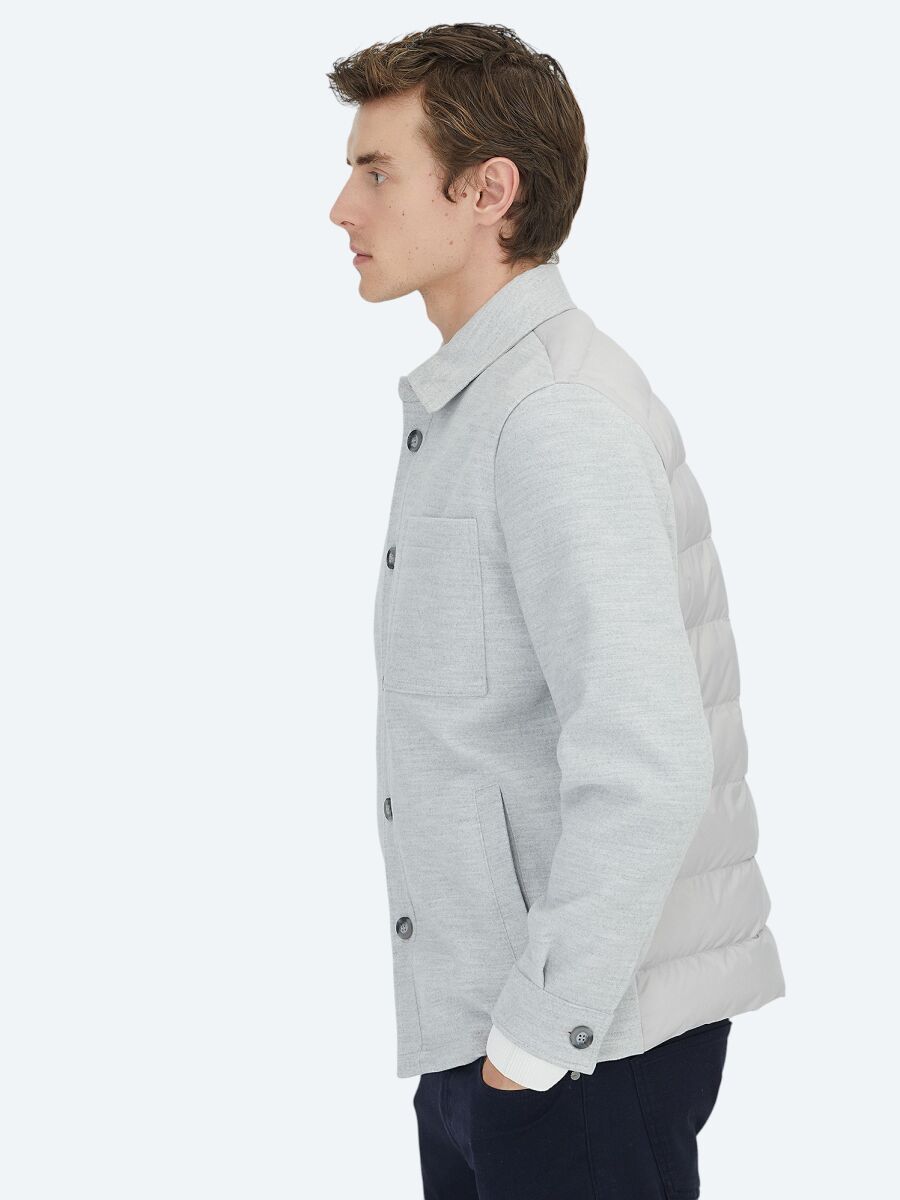 Grey Regular Fit Wool Blended Lightweight Jacket - 3