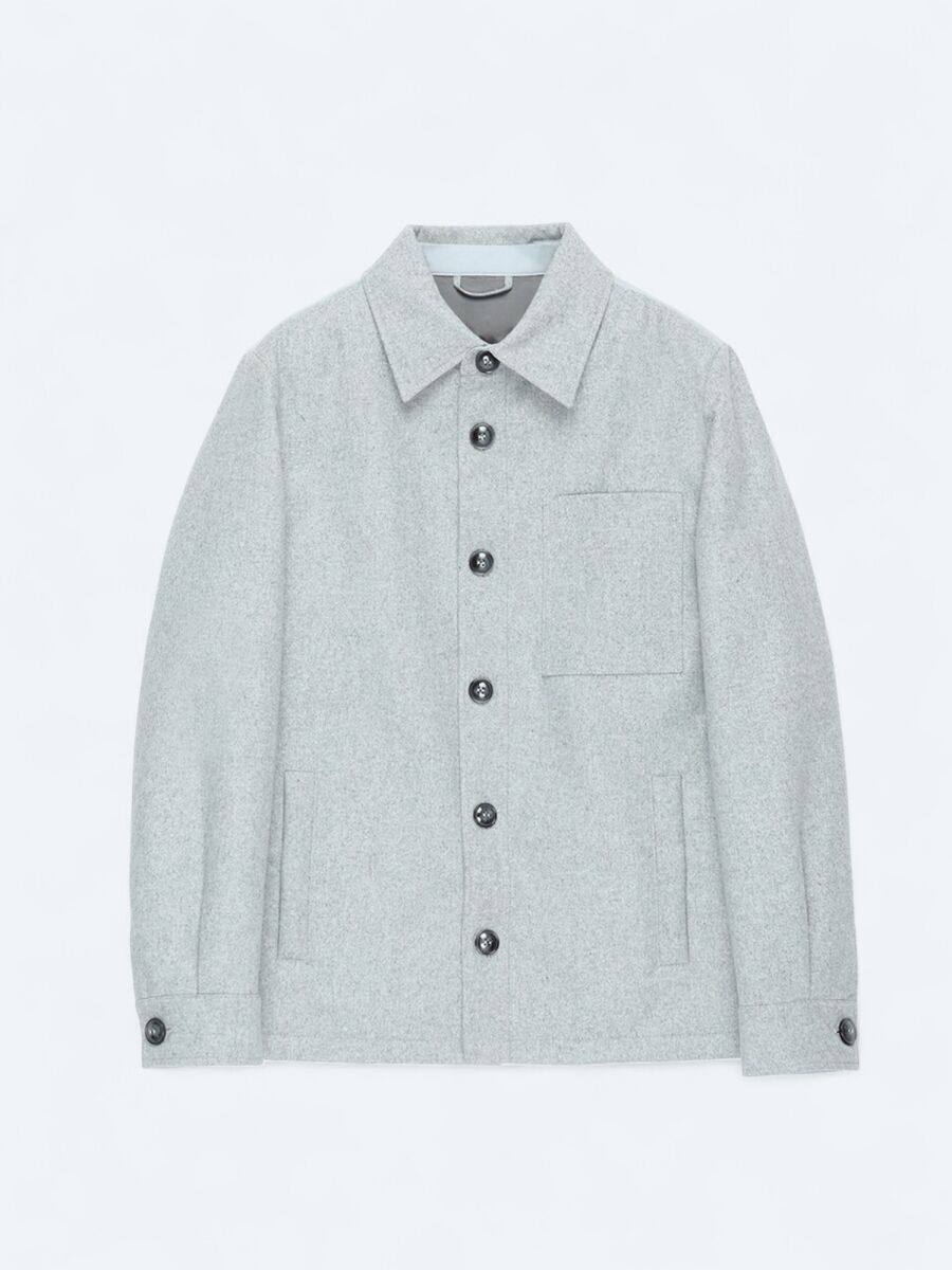 Grey Regular Fit Wool Blended Lightweight Jacket - 8