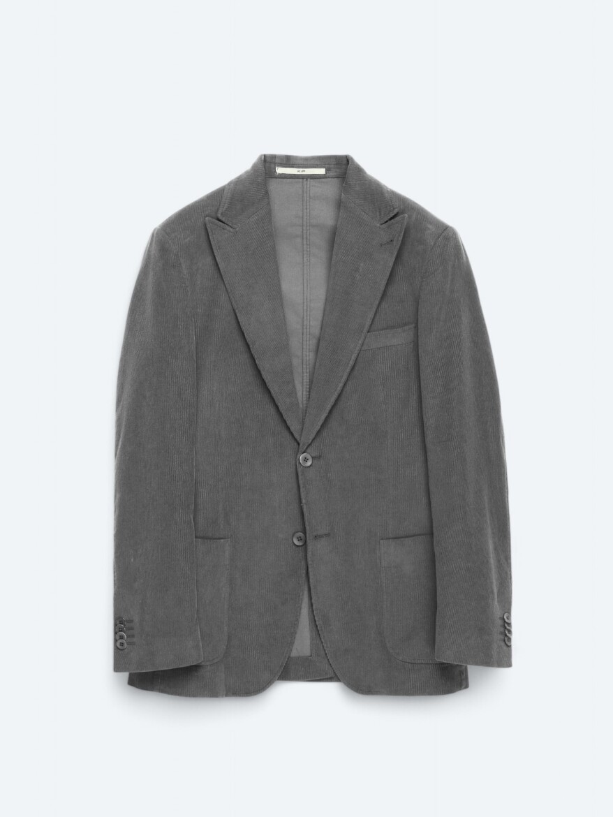 Grey Ribbed Modern Fit 100% Cotton Jacket - 6