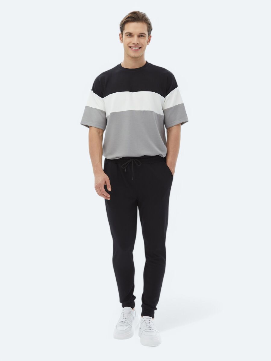 Grey Striped Crew Neck T-Shirt - 2
