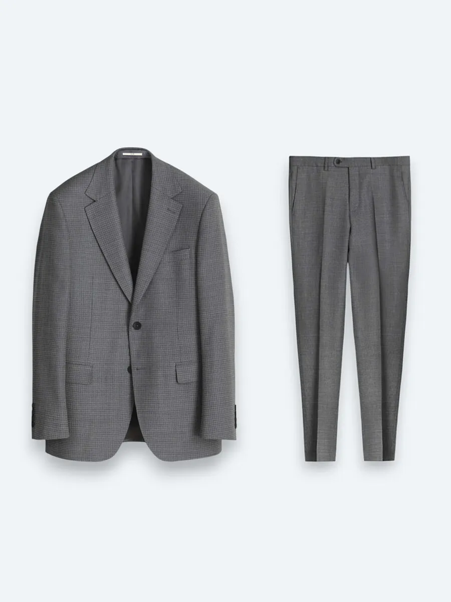 Grey Striped Modern Fit 100% Wool Suit - 1