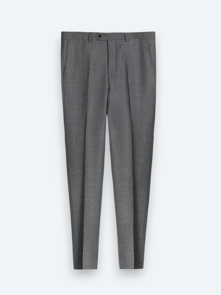 Grey Striped Modern Fit 100% Wool Suit - 3