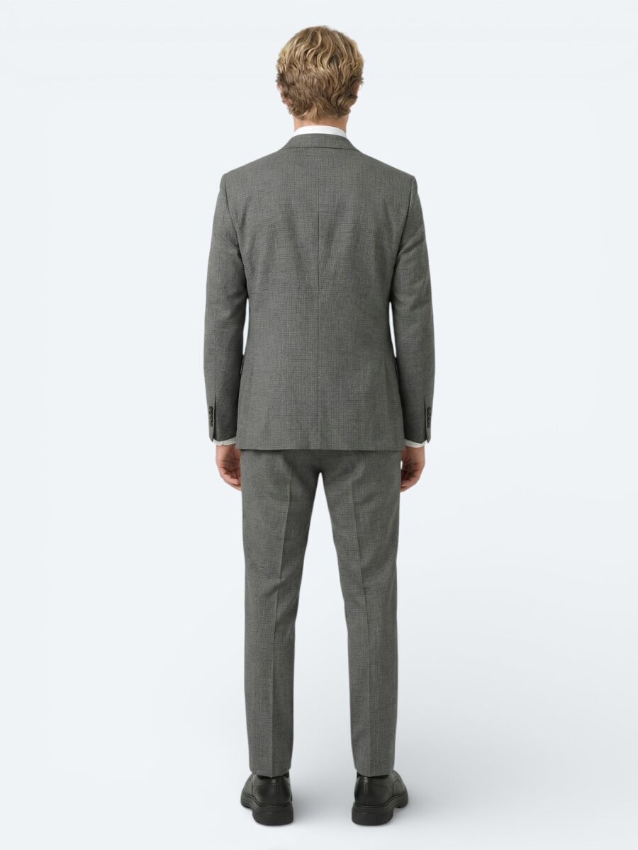 Grey Striped Modern Fit 100% Wool Suit - 5