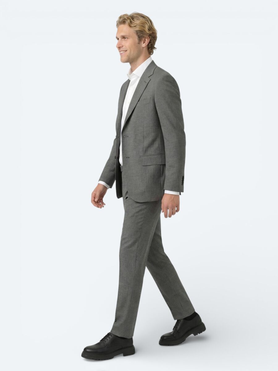 Grey Striped Modern Fit 100% Wool Suit - 3