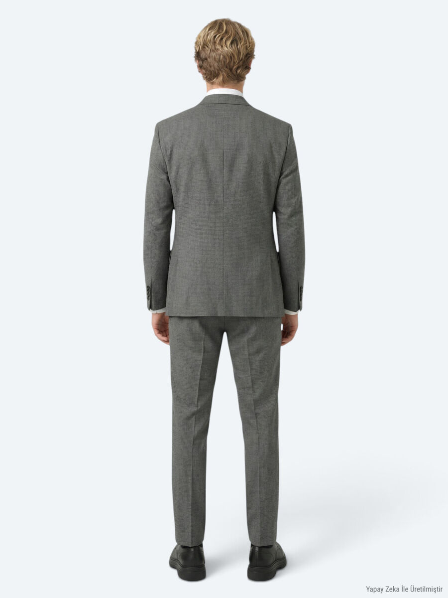 Grey Striped Modern Fit 100% Wool Suit - 5