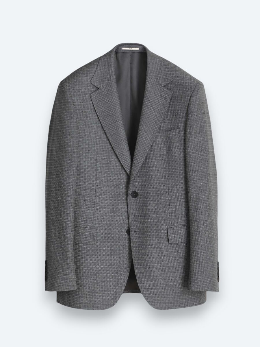 Grey Striped Modern Fit 100% Wool Suit - 6
