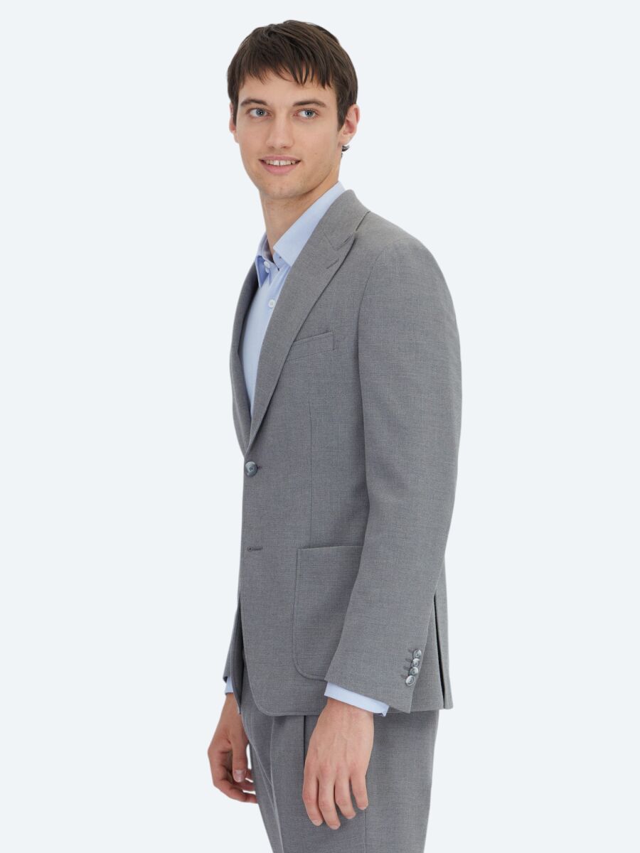 Grey Striped Modern Fit Suit - 3