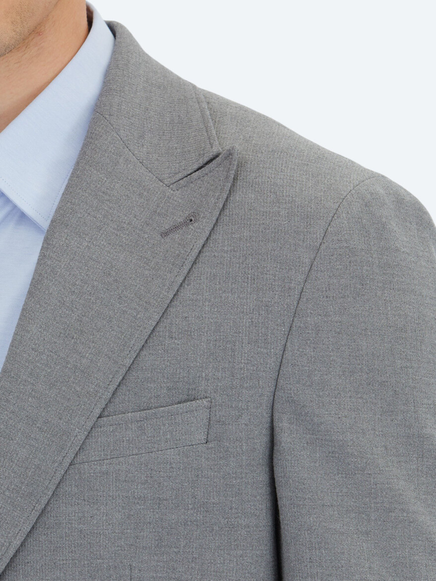 Grey Striped Modern Fit Suit - 5