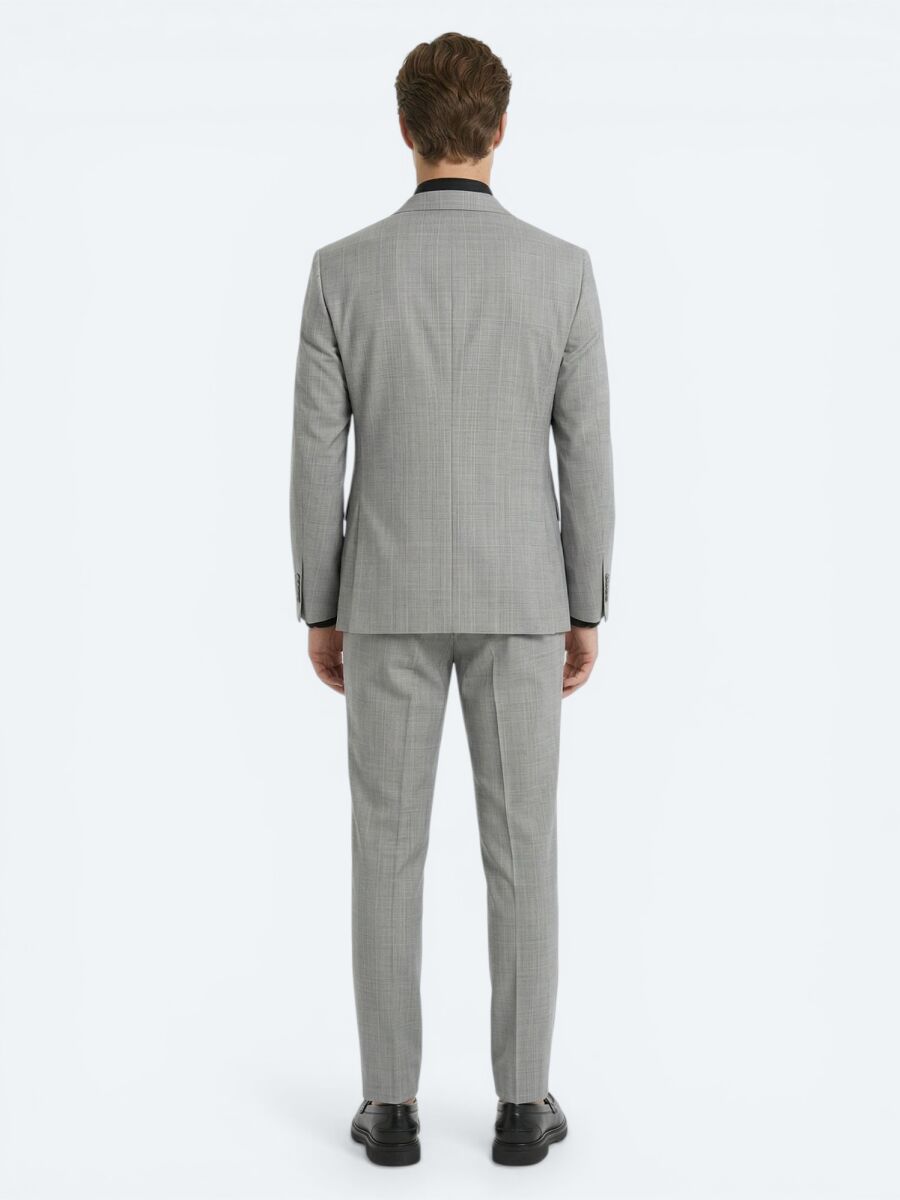 Grey Striped Modern Fit Wool Blended Suit - 5