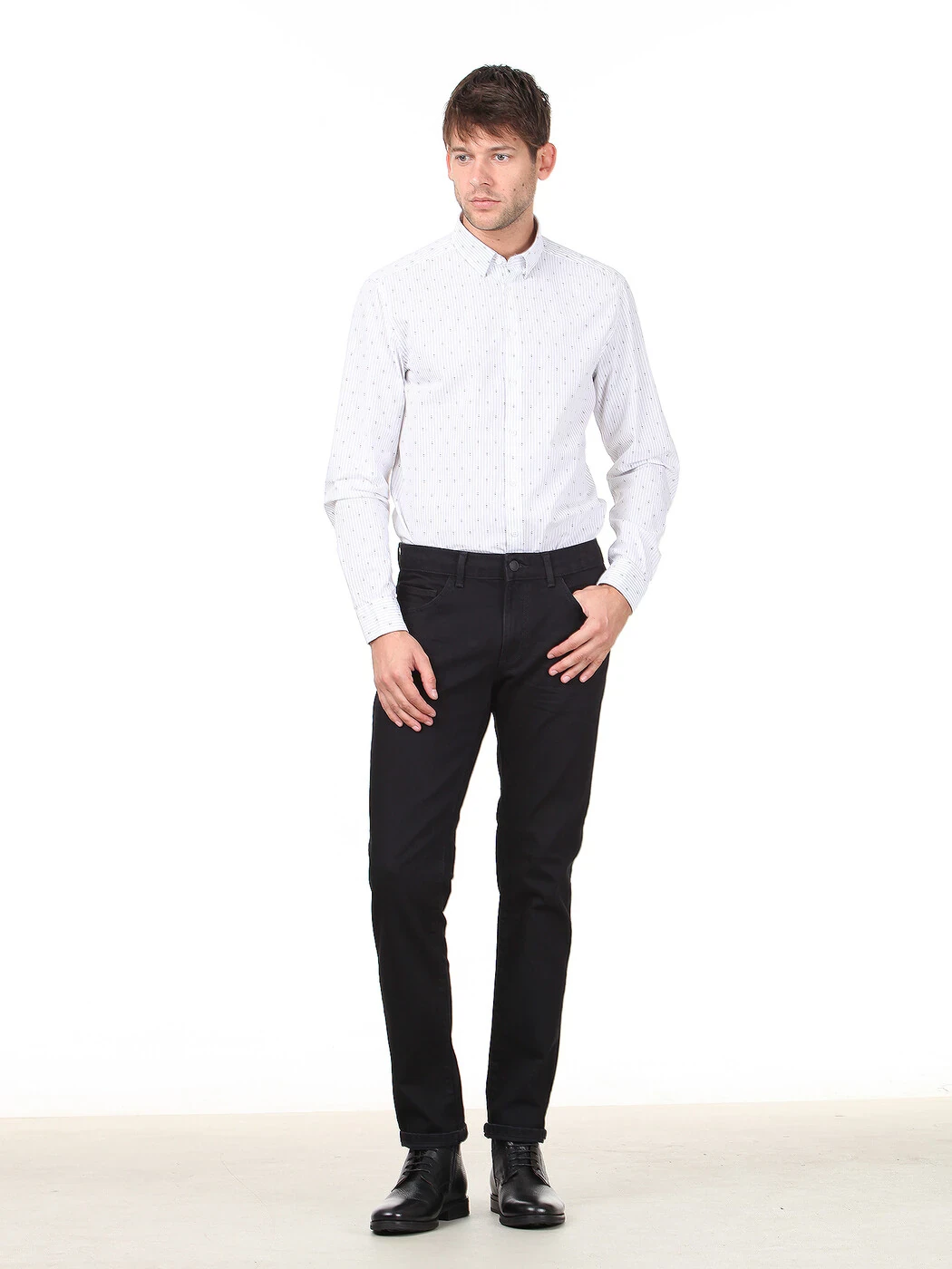 Grey Striped Regular Fit Weaving Casual 100% Cotton Shirt - 3