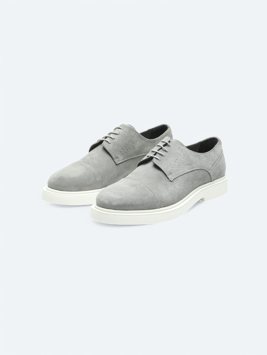 Grey Suede Smart Casual Shoes - KİP