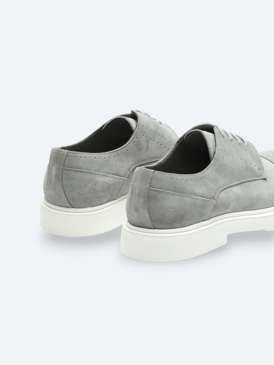 Grey Suede Smart Casual Shoes - 5