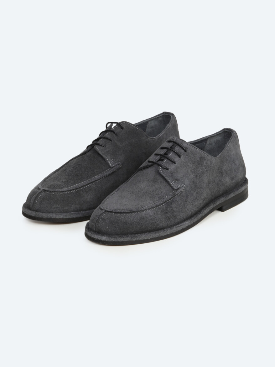 Grey Suede Smart Casual Shoes - KİP