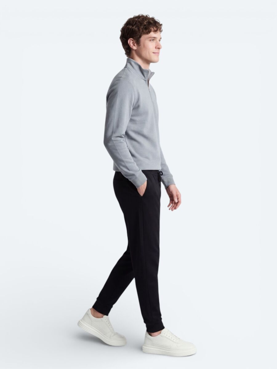 Grey Turtleneck Plain Sweatshirt - 4