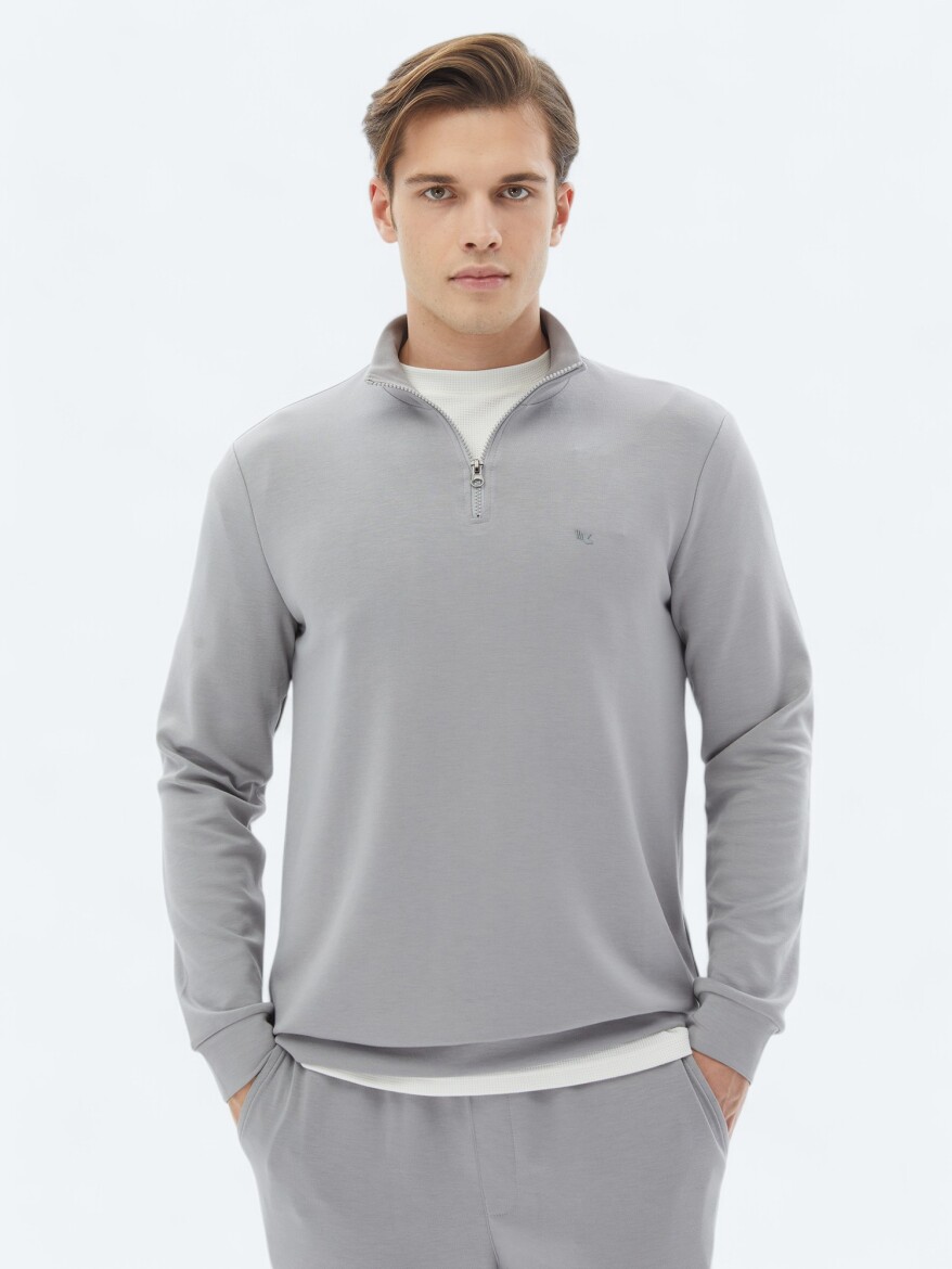 Grey Turtleneck Sweatshirt - 1