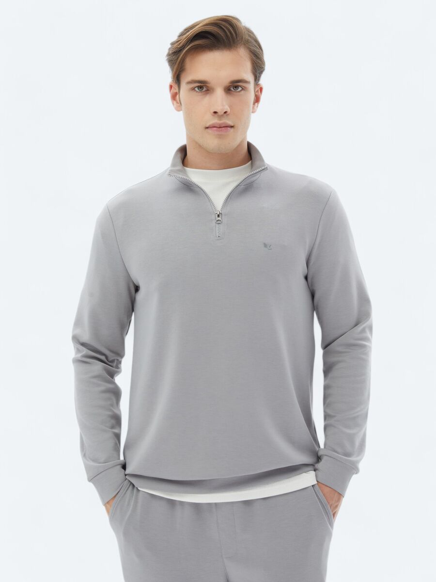 Grey Turtleneck Sweatshirt - 1