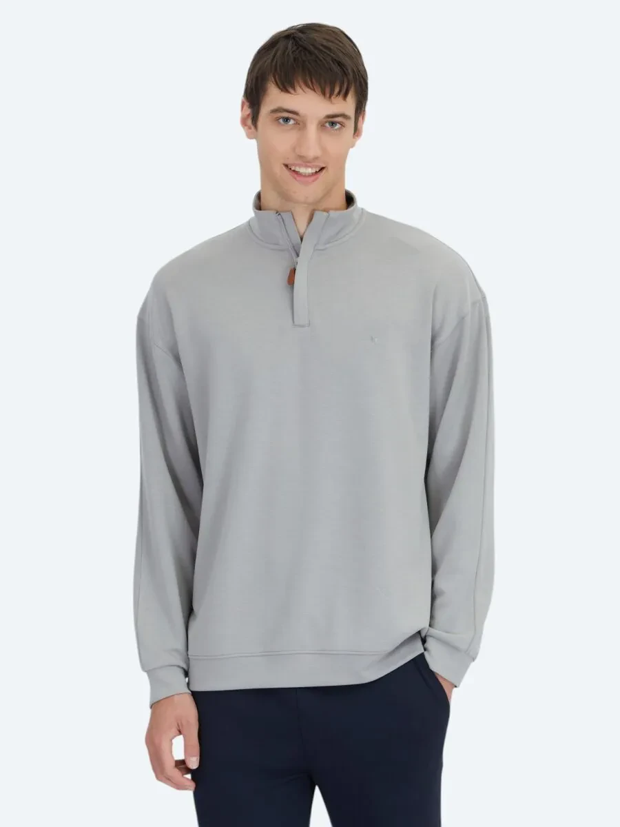 Grey Turtleneck Sweatshirt - 1