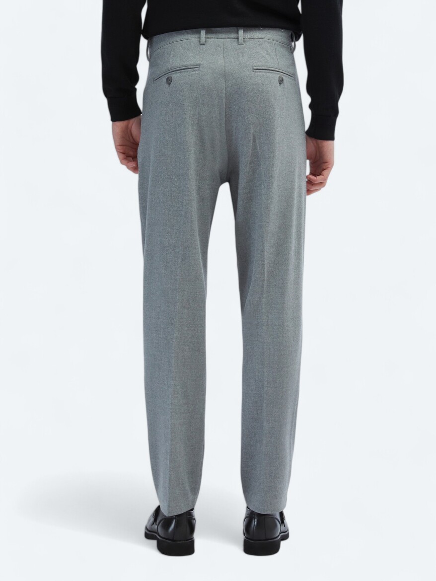 Grey Weaving Carrot Fit Casual Trousers - 5