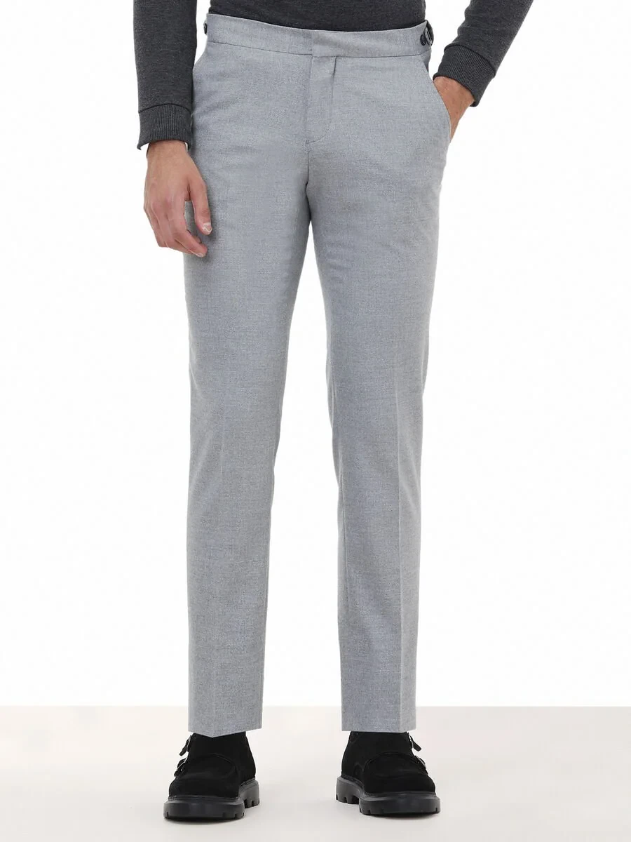 Grey Weaving Fitted Fit Classical Trousers - 1