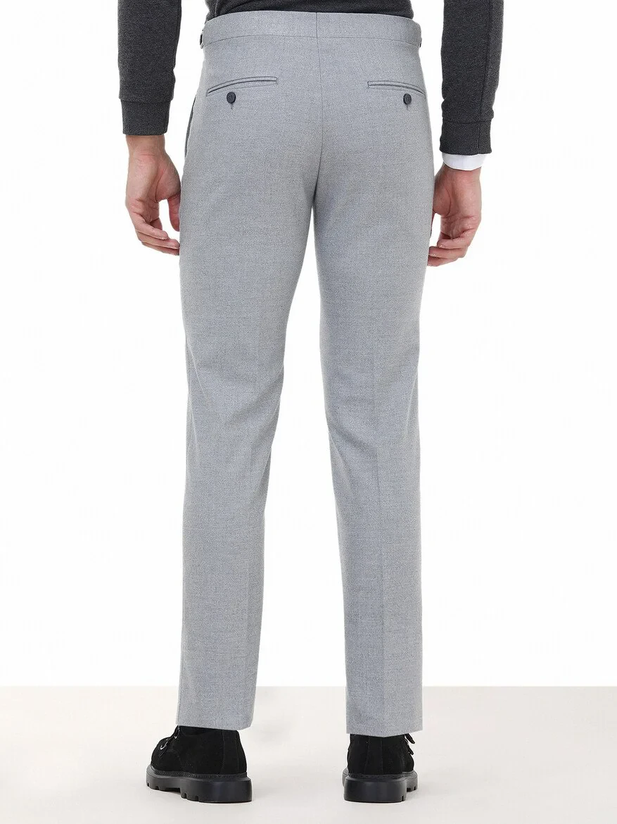 Grey Weaving Fitted Fit Classical Trousers - 4
