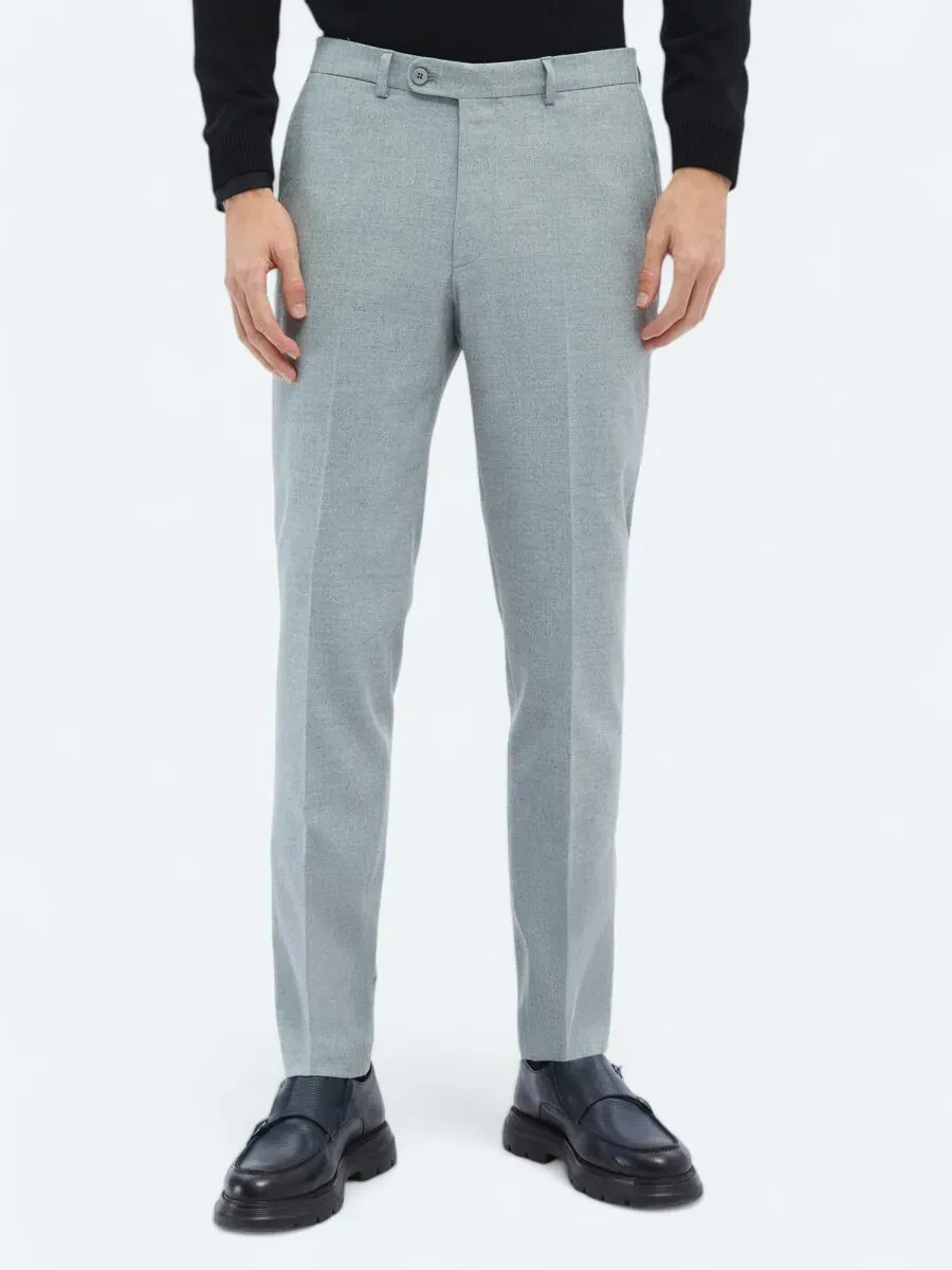 Grey Weaving Fitted Fit Classical Trousers - 2