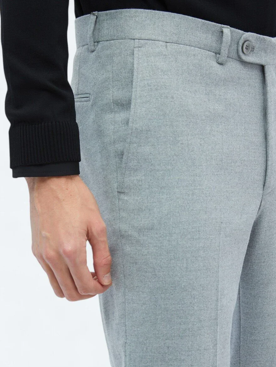 Grey Weaving Fitted Fit Classical Trousers 