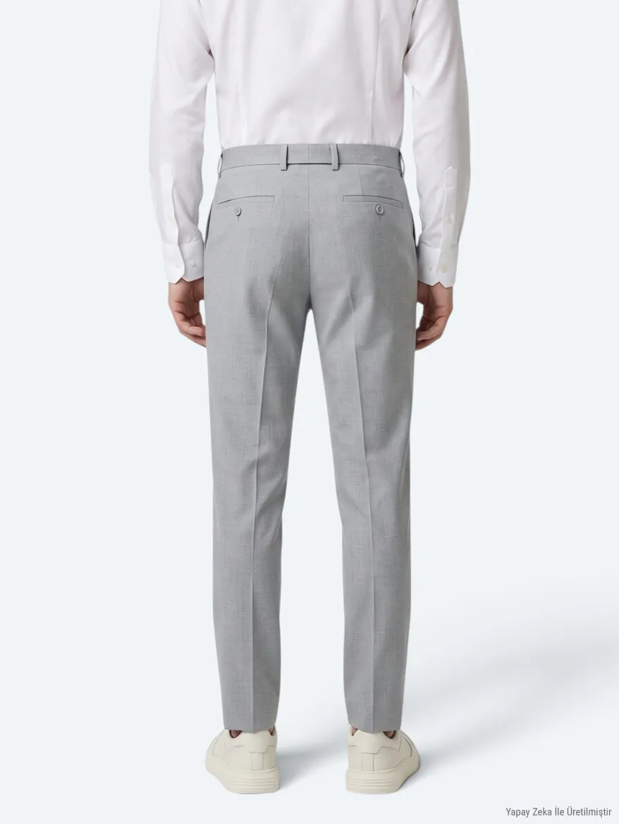 Grey Weaving Fitted Fit Classical Trousers - 6
