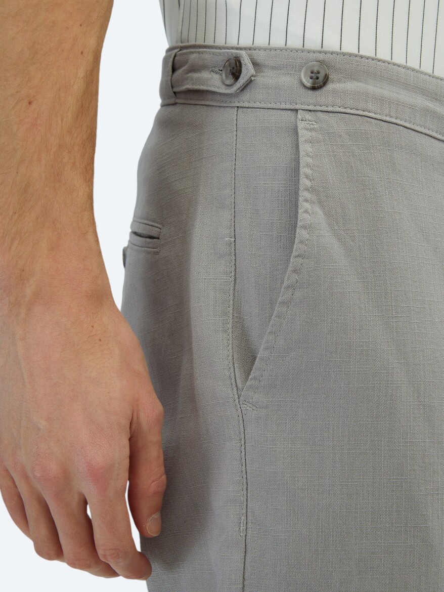 Grey Weaving Fitted Fit Smart Casual Cotton Blended Trousers - 4