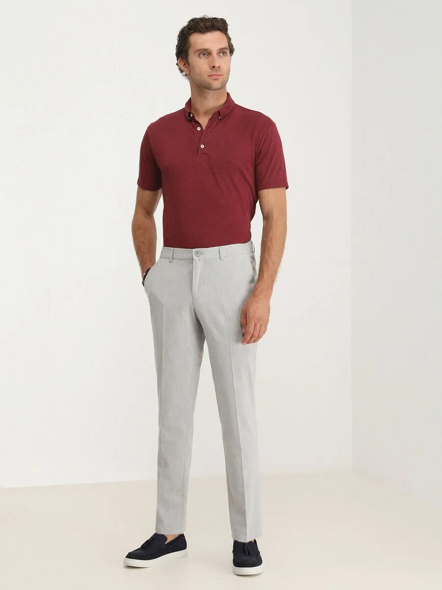 Grey Weaving Jogging Fit Casual Cotton Blended Trousers - 2