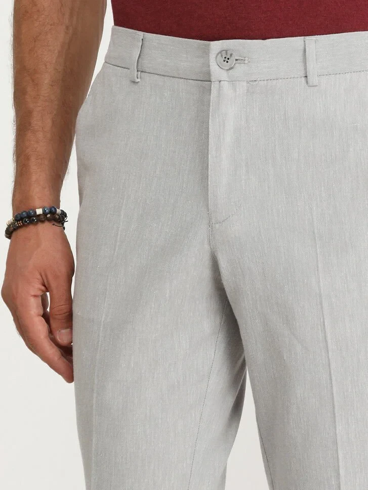 Grey Weaving Jogging Fit Casual Cotton Blended Trousers - 3