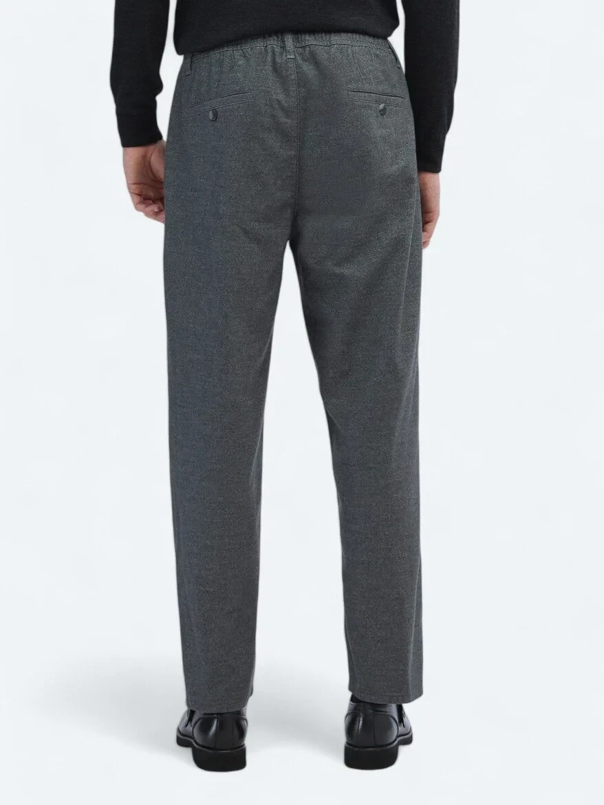 Grey Weaving Jogging Fit Casual Cotton Blended Trousers - 5