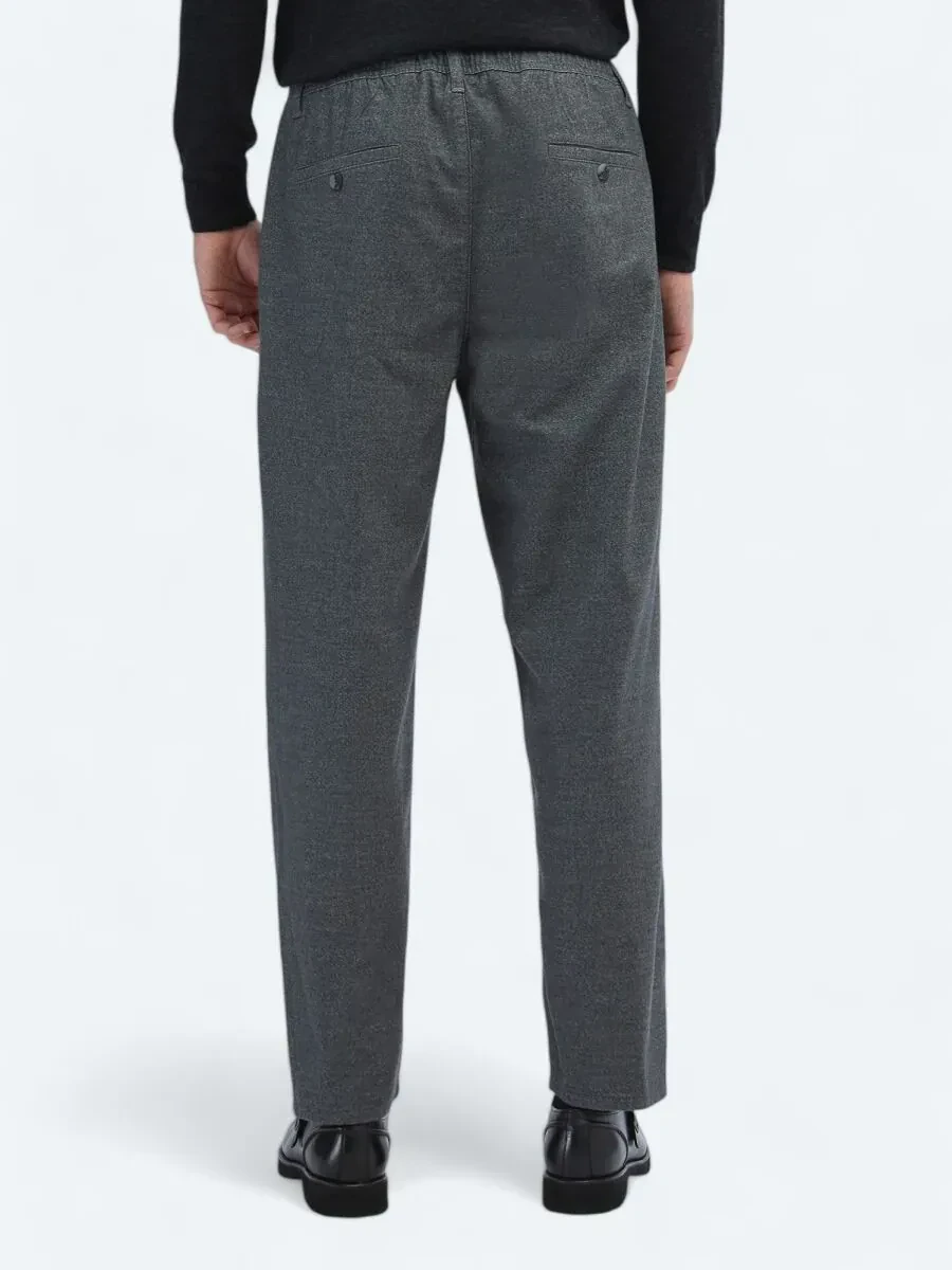 Grey Weaving Jogging Fit Casual Cotton Blended Trousers - 5