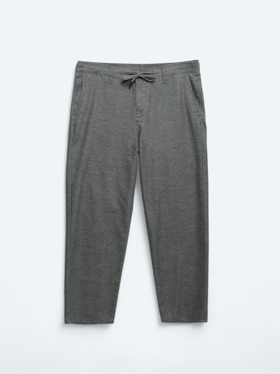 Grey Weaving Jogging Fit Casual Cotton Blended Trousers - 6