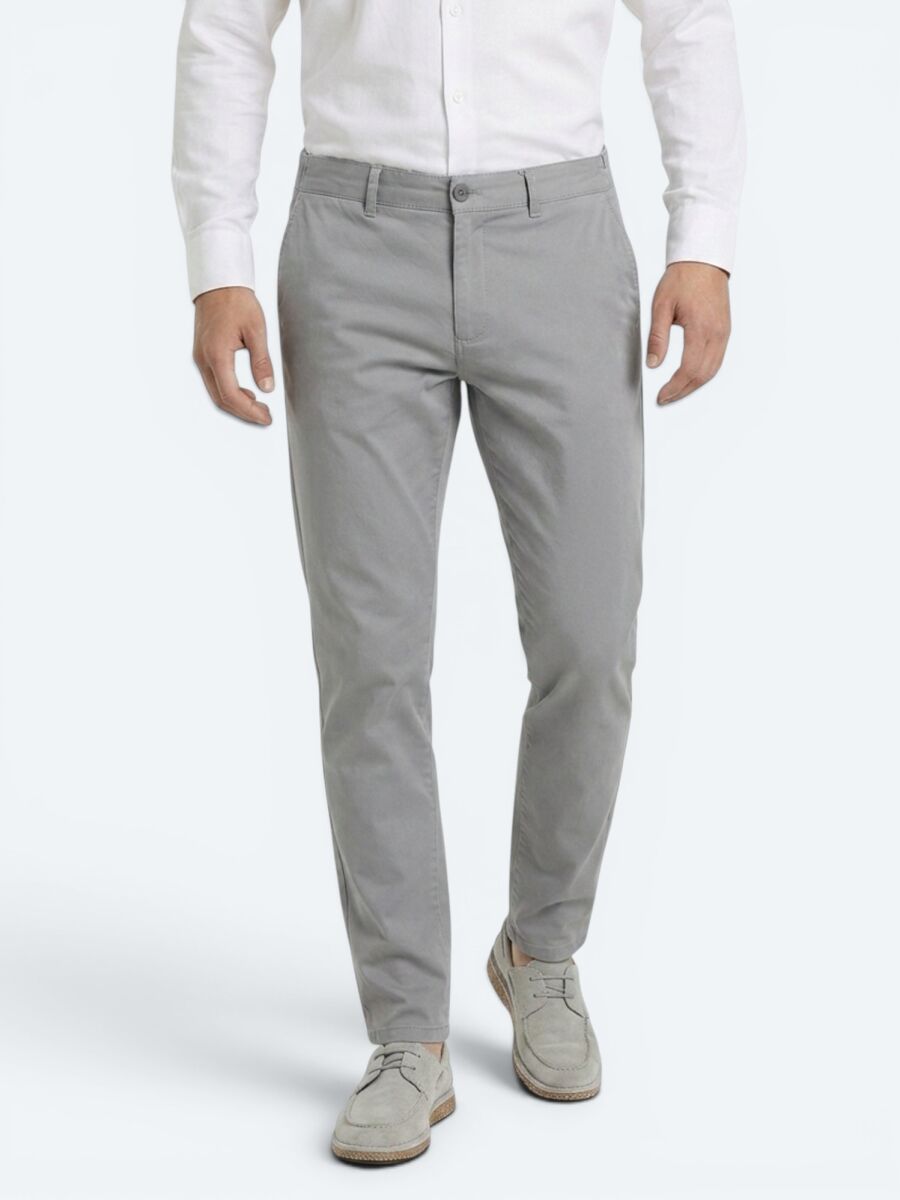 Grey Weaving Jogging Fit Casual Cotton Blended Trousers - 2