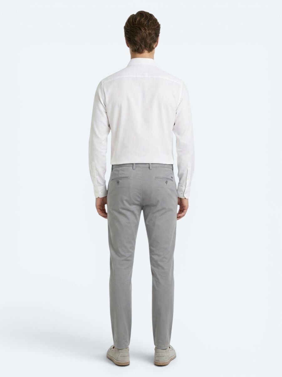 Grey Weaving Jogging Fit Casual Cotton Blended Trousers - 4