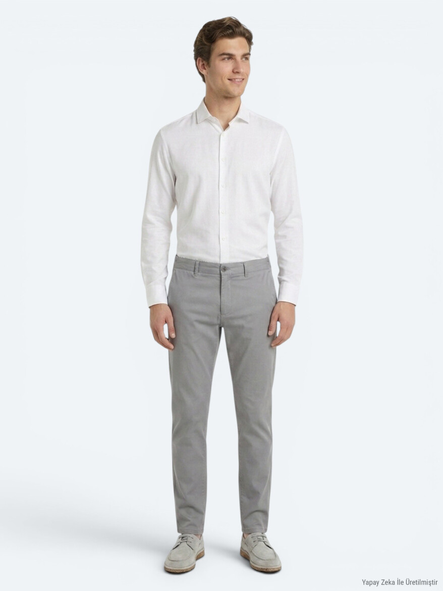 Grey Weaving Jogging Fit Casual Cotton Blended Trousers - 3