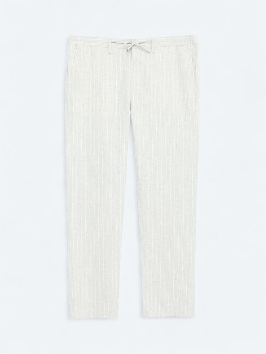 Grey Weaving Jogging Fit Casual Linen Blended Trousers - 6