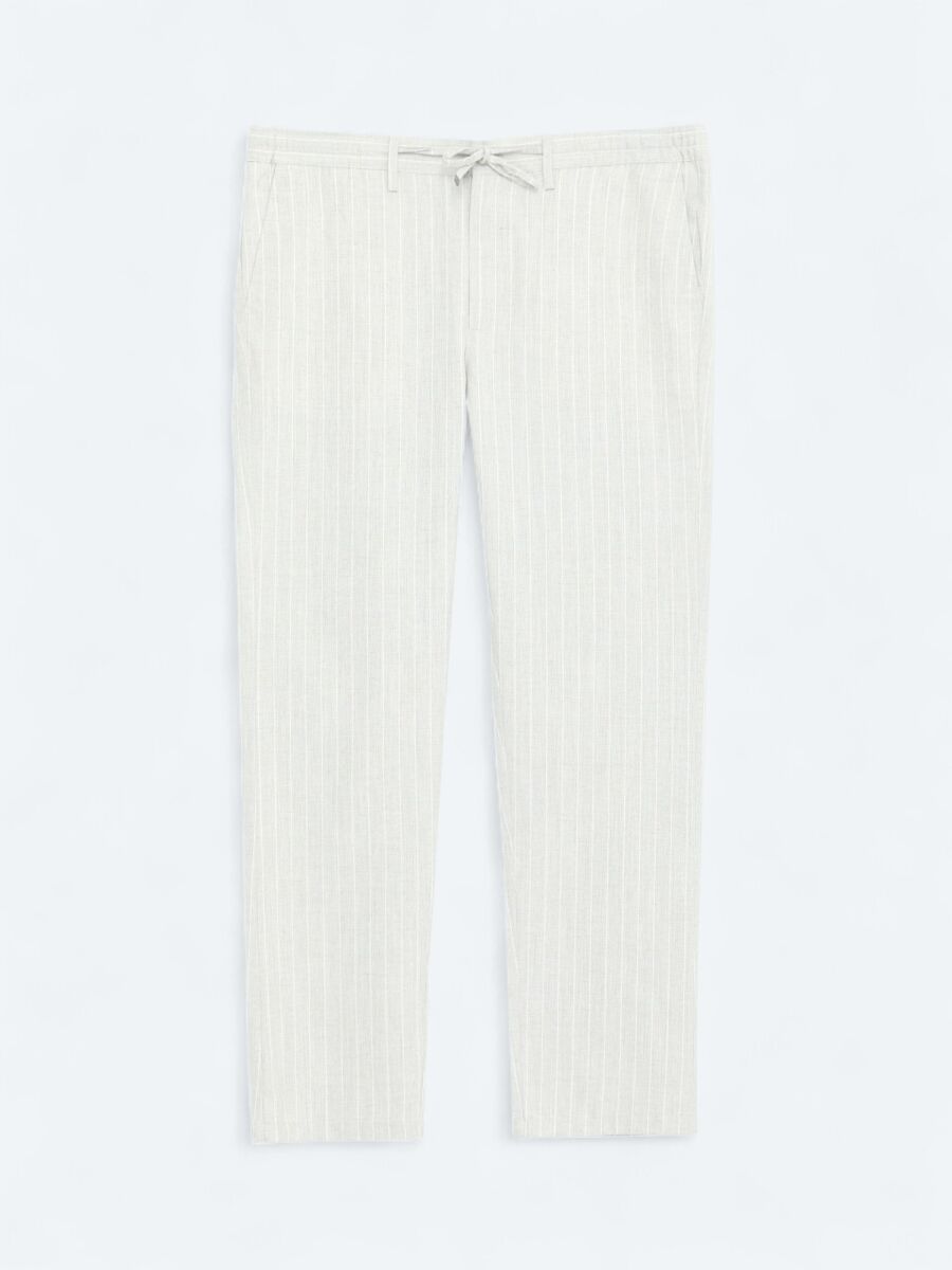 Grey Weaving Jogging Fit Casual Linen Blended Trousers - 6