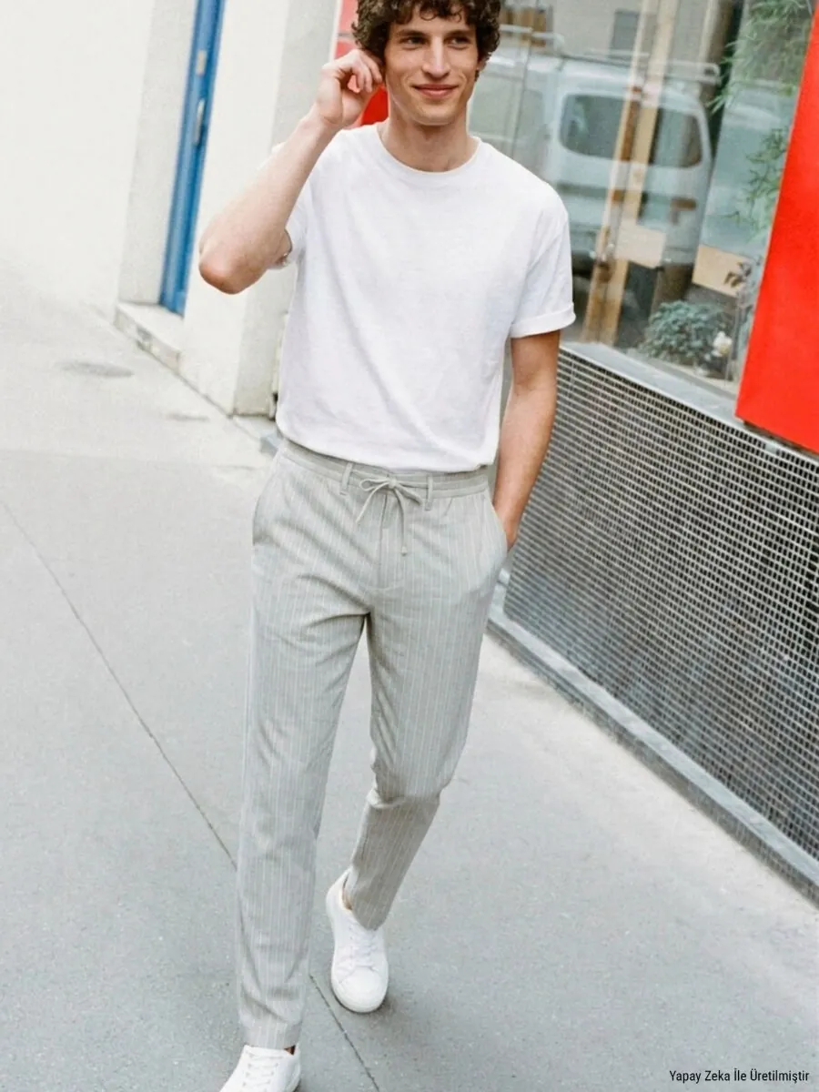 Grey Weaving Jogging Fit Casual Linen Blended Trousers - 2