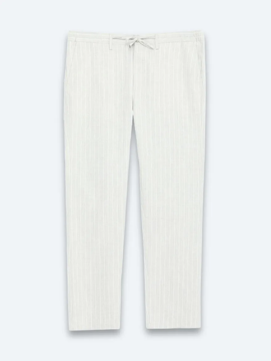 Grey Weaving Jogging Fit Casual Linen Blended Trousers - 7