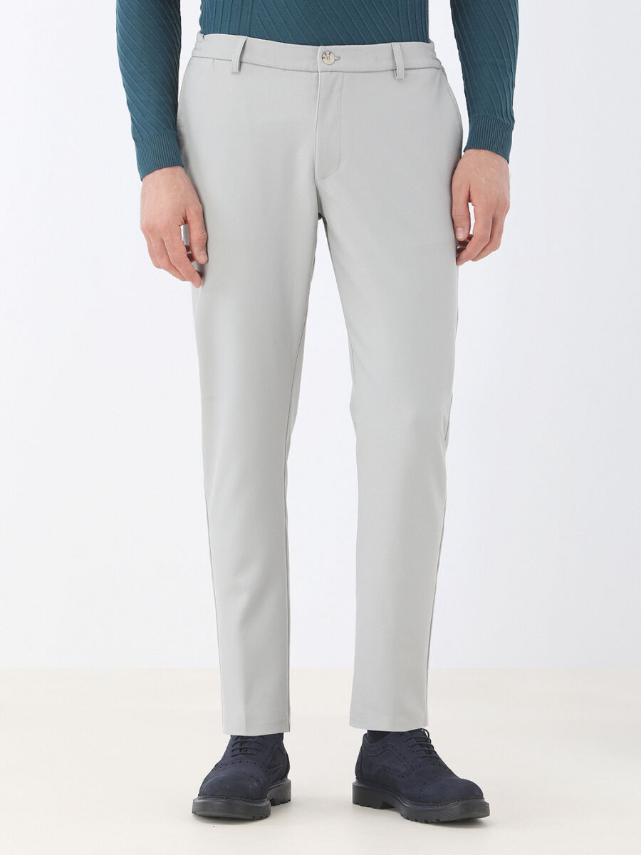 Grey Weaving Jogging Fit Casual Trousers - 1
