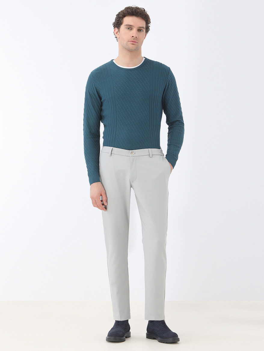 Grey Weaving Jogging Fit Casual Trousers - 2