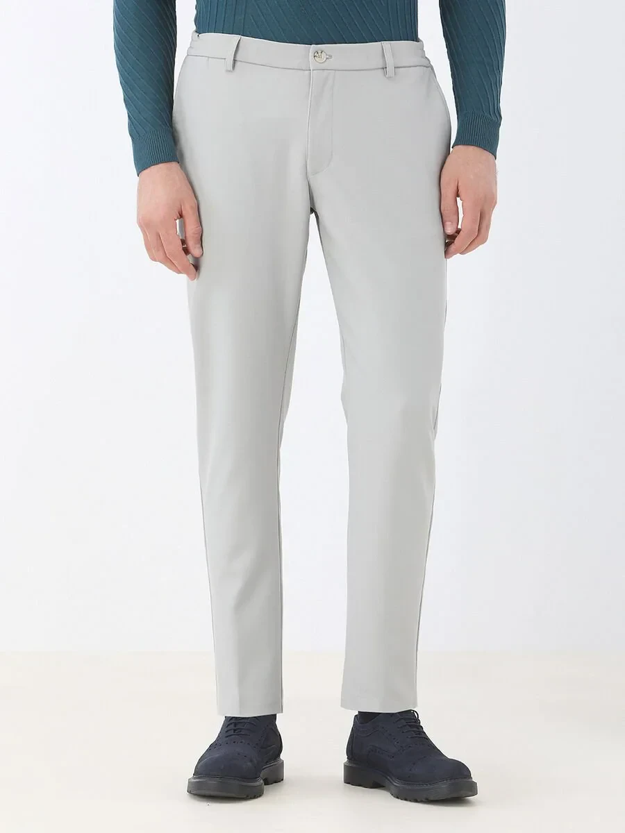 Grey Weaving Jogging Fit Casual Trousers - 1